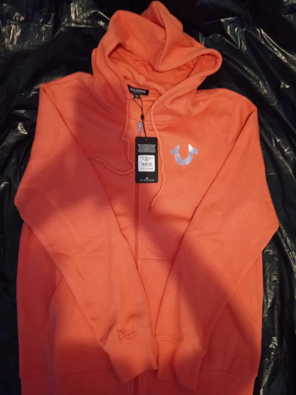 True Religion Orange Chrome Mens Small Hoodie